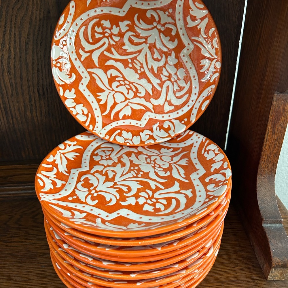 Pottery Barn Orange Baroque dessert/salad plates